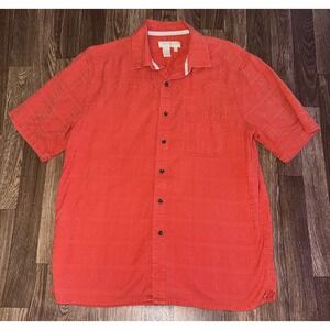 Territory Ahead Mens Red Textured Geometric Pattern Short‎ Sleeve Button Shirt M